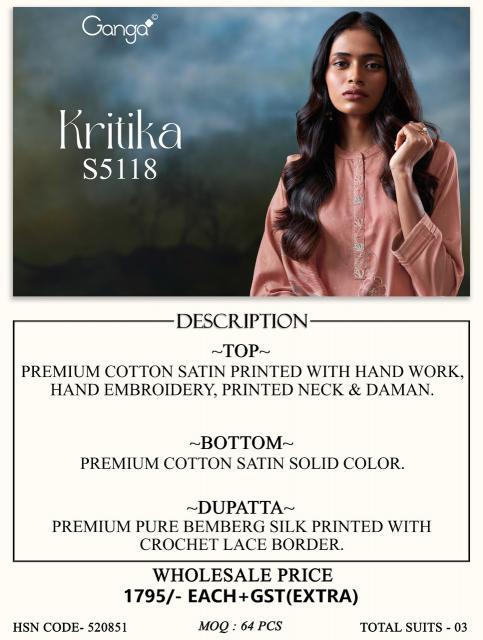 Ganga kritika 5118 cotton dress materials wholesale